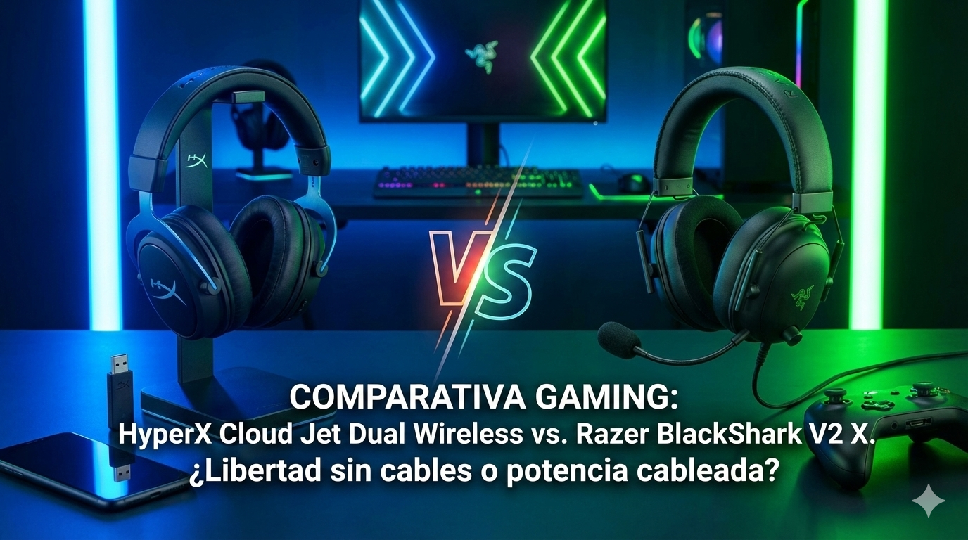 🎧 HyperX Cloud Jet Dual Wireless vs. Razer BlackShark V2 X: ¿Libertad Inalámbrica o Potencia con Cable?